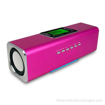 Portable Speaker with FM Radio, Availbale for microSD and USB Flash, Made of Aluminum